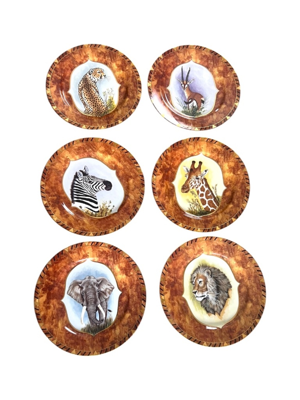 Vintage Lynn Chase African Portraits Dinner Plates Set of 6 Pristine Rare Safari